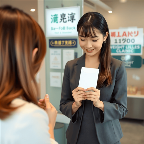 dioクリニックの上司に辞表を提出する女性スタッフ